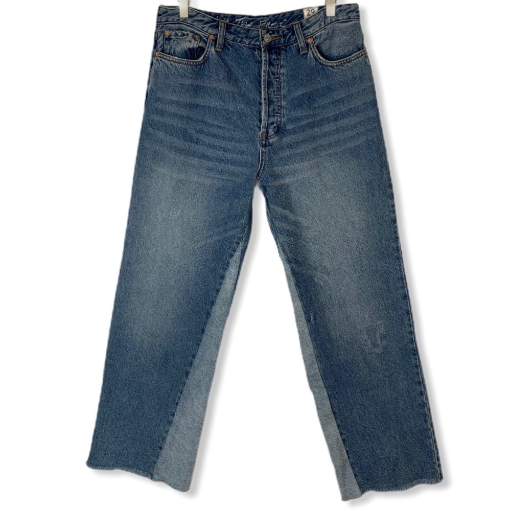 Free People High Waist Wide Leg Crop Button jeans